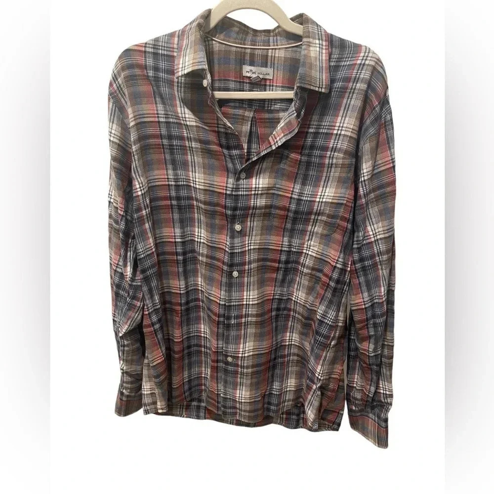 👔 Peter Millar Plaid Button Down Long Sleeve Shirt Men’s L 👔‎